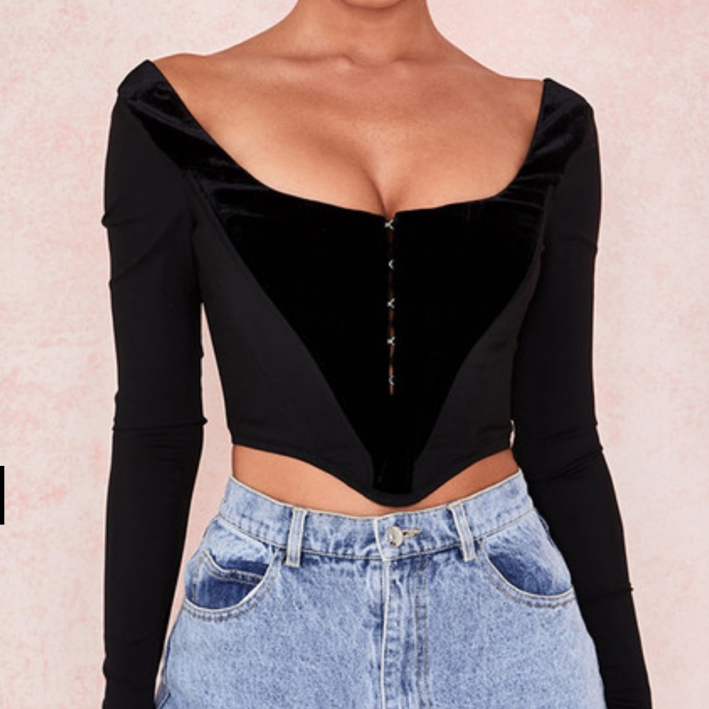 House Of CB “POLINA” 
BLACK VELVET CORSET TOP